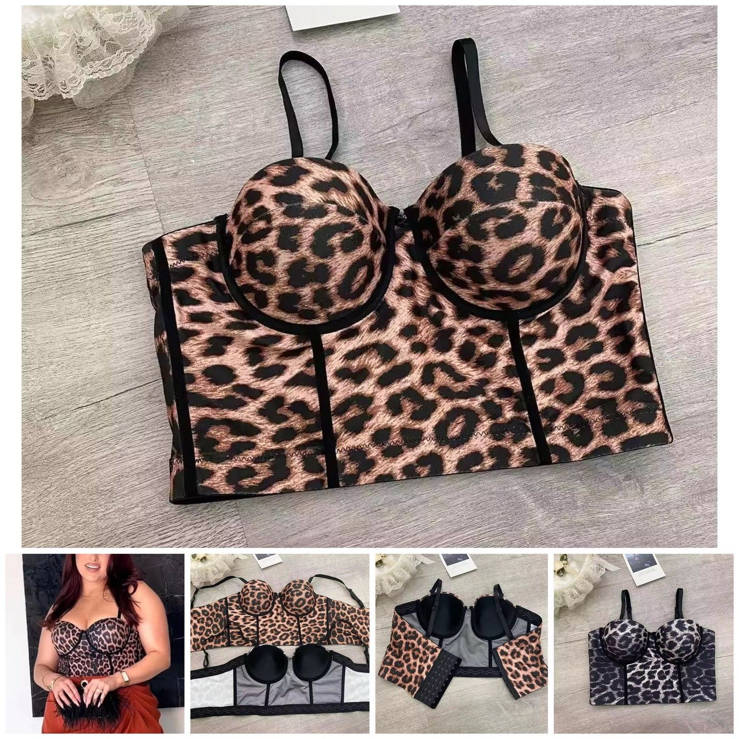 Pack Of 2 Plus Size Luxe Leopard Satin Corset Bra – Bold, Beautiful & Fierce